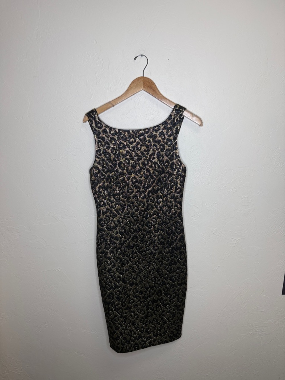 Michael Kors Black and Gold Brocade Midi Sheath Dress